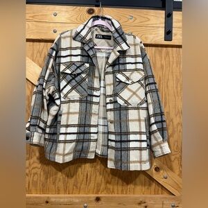 Zara Plaid Oversized Jacket
